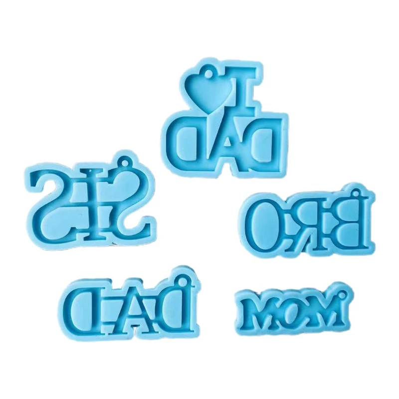 

5 Pcs/Set Keychain Epoxy Resin Mold Key Chain Earrings Pendants Silicone Mould W0YA