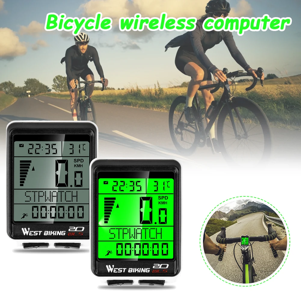 

LED Waterproof Bicycle Computer Wireless 5 Language Cycling Bike Odometer Stopwatch Speedometer 2.1in Bike Computer