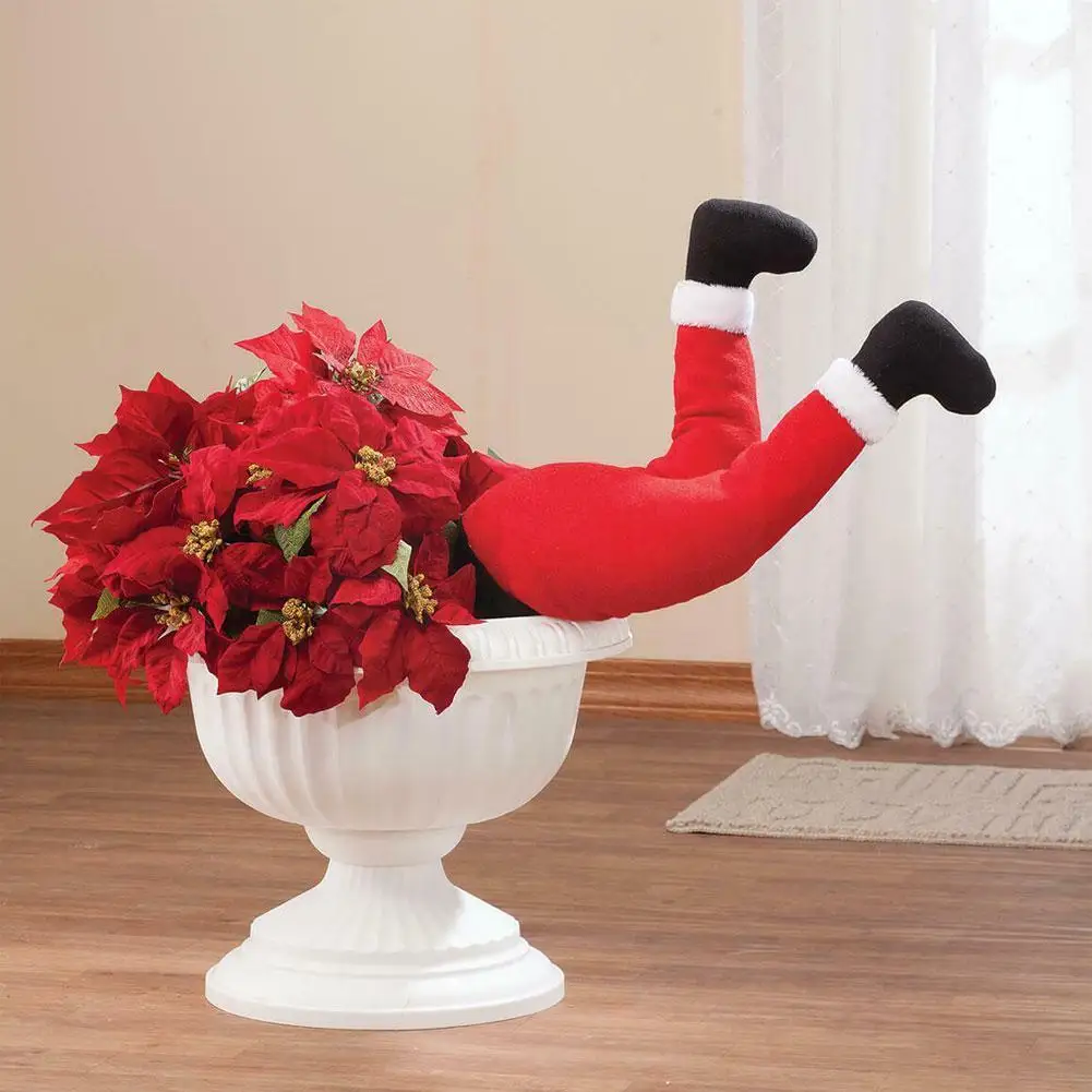 

Santa Claus Leg Christmas Tree Plush Door Decoration Home Elf Christmas Claus Santa Leg Ornaments R6R7