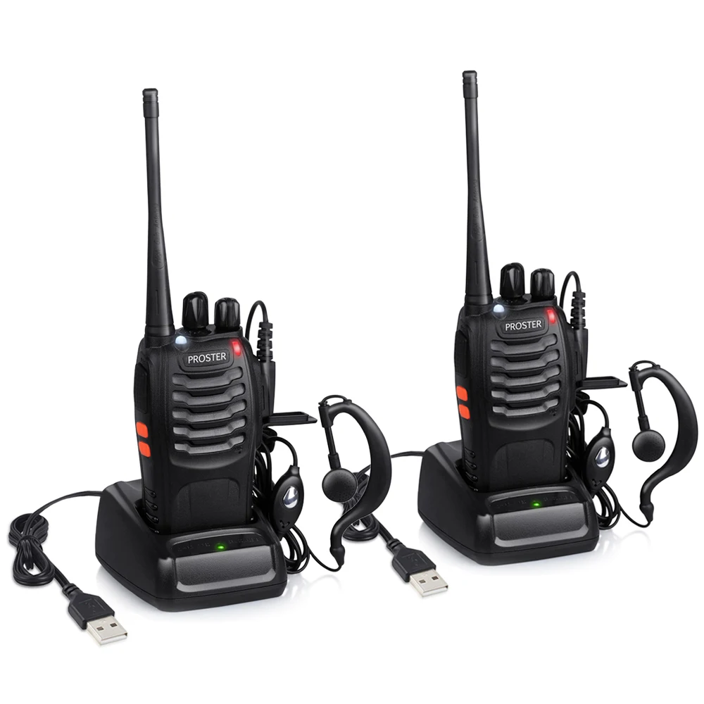 Proster 2 шт. Набор для рации UHF 400-470MHZ рация двухстороннее радио 16CH с наушником