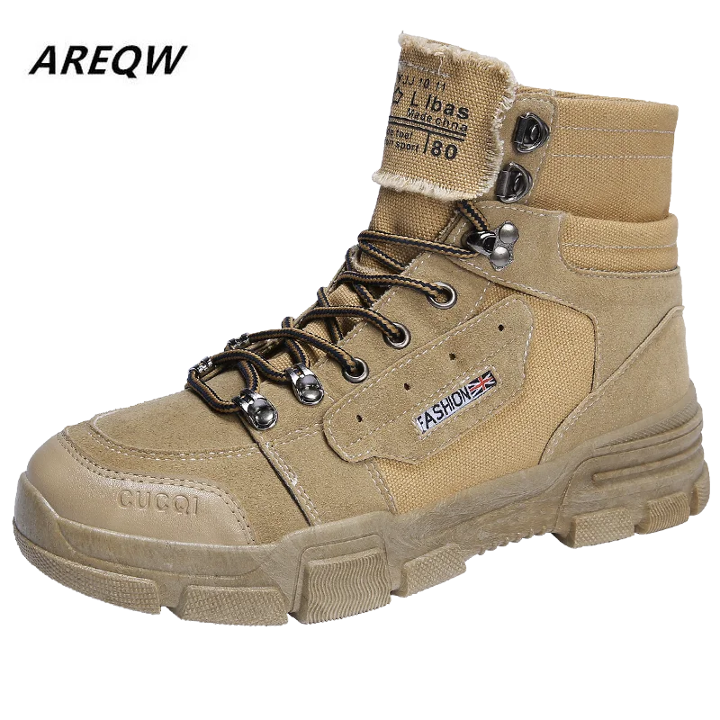 2019 Мужская Спортивная обувь парусиновая Верхняя теплая шнуровка высокие