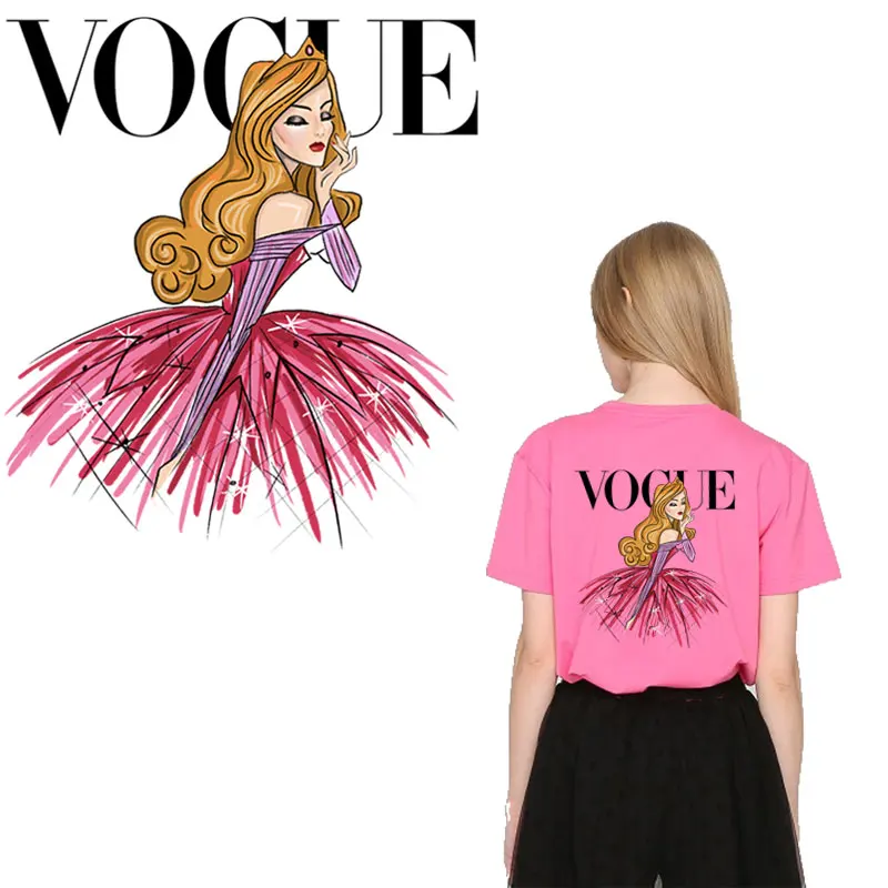 

fashion VOGUE patches iron on transfer stripe on clothes thermo-stickers for girls t-shirt jacket patches parches termoadhesivos