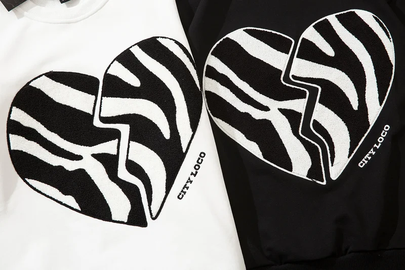 

Mens Broken Heart Embroidery T shirts Long Sleeve Oversize Pullover Unisex Hoodies 2021SS Male Harajuku 100% Cotton T Shirts