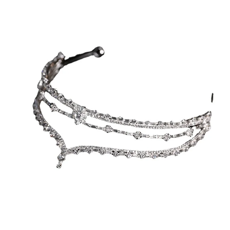 

High end bridal crown diamond galvanized alloy jewelry luxury wedding dress headband super fairy headdress wedding crown