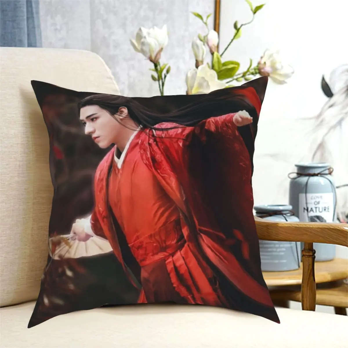 

Wen Ke Xing Word Of Honor Pillowcase Printed Polyester Cushion Cover Decorations Throw Pillow Case Cover Home Zippered 40X40cm