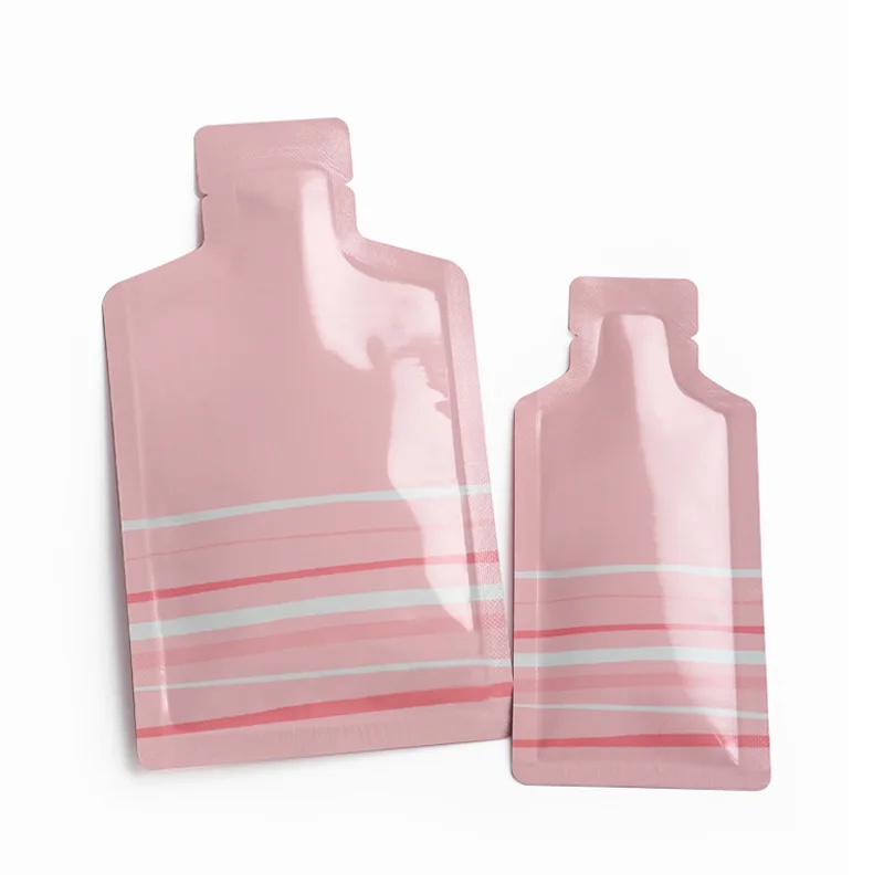 Pink 100/500 шт Алюминий фольга мешок сумка в форме бутылки косметики по уходу за кожей пробный посылка сумка Образец шампунь лосьон для изготовления на заказ - Цвет: Pink