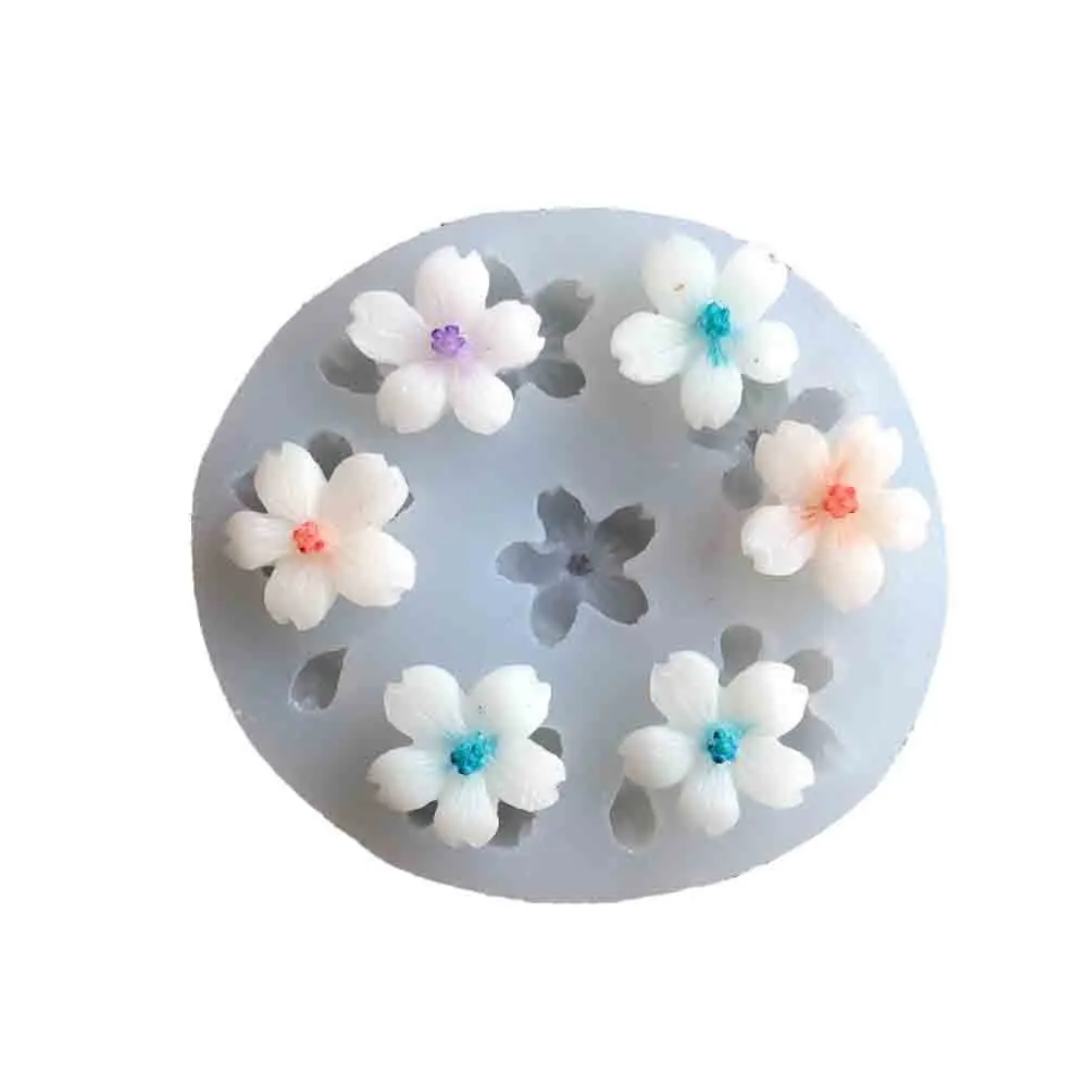 

5 small flower shaped liquid silicone molds fondant soft pottery clay epoxy plaster car decoration ideas