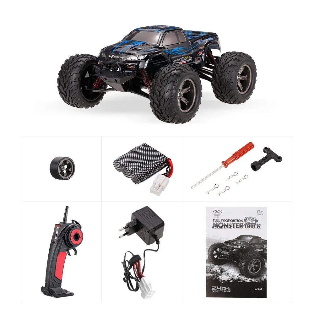 Blue-EU plug 9115 1/12 2WD RC автомобиль 40 км/ч 2,4 ГГц Электрический RTR высокая скорость скалолазание RC автомобиль амортизация дизайн большой ноги RC автомобиль игрушки для детей - Color: Blue-EU plug