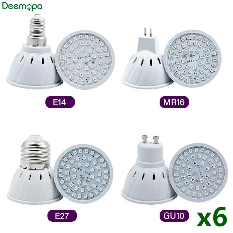

6pcs/lot Phyto Lamp Full Spectrum LED Grow Light E27 E14 MR16 GU10 Plant Lamp Fitolamp For Indoor Seedlings Flower Fitolampy
