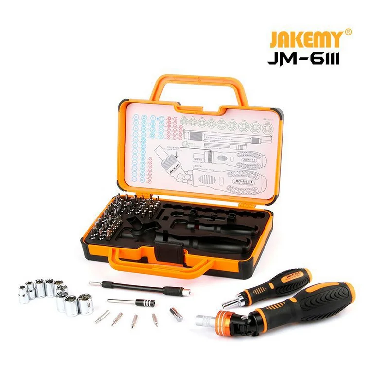 JAKEMY JM 6111 69 в 1 DIY набор ручных инструментов 180 градусов трещотка отвертка с