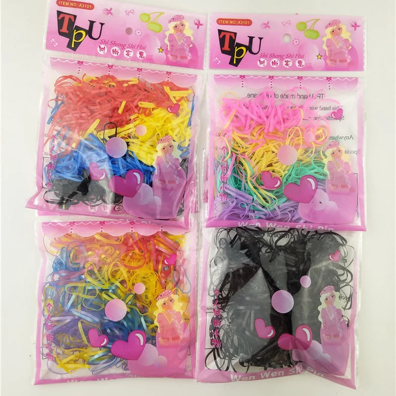 

Korean children's color rubber bands wholesale children's hair ties one-time elastic hair tie head rope girls hair accessories
