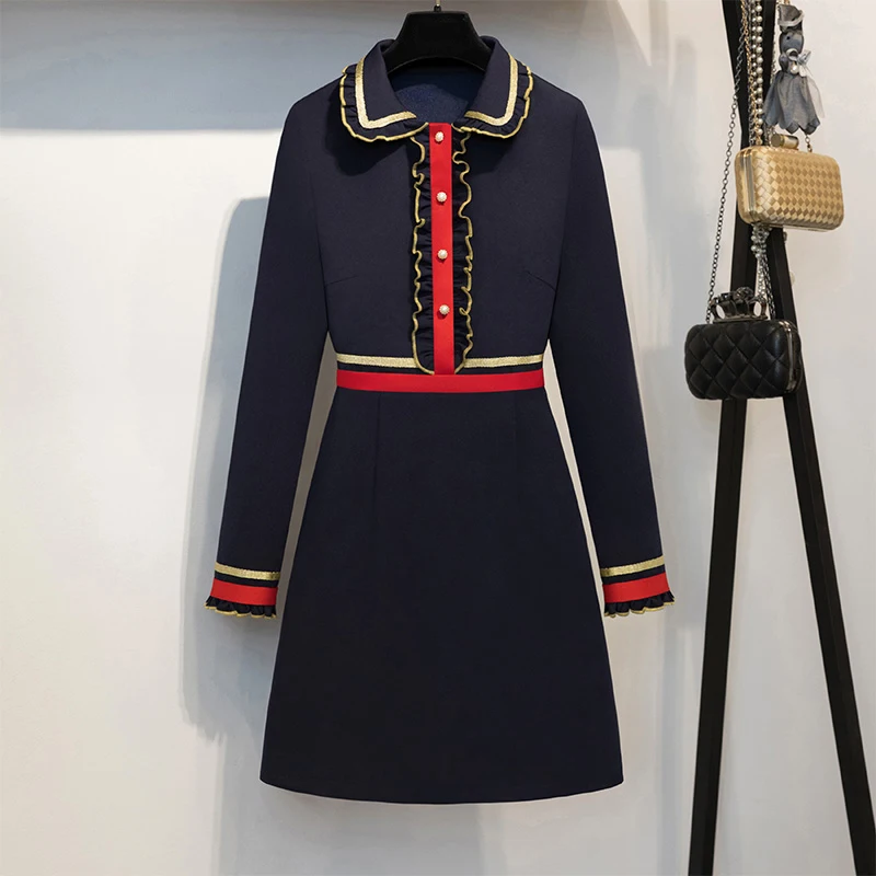 JSXDHK женское платье трапециевидной формы с длинными рукавами и оборками модное