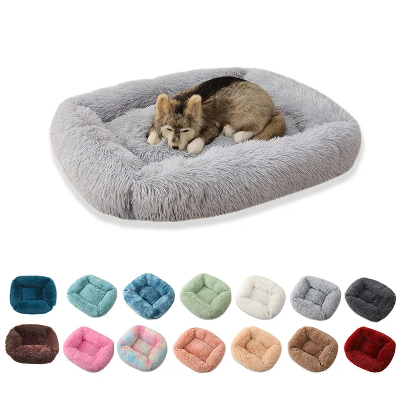 

Plush square pet dog bed warm in winter soft and comfortable skin-friendly cat kennel deep sleep small and medium-sized dog bed