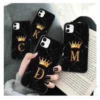 custom name queen phone case for iphone 11 12 13 pro max letter monogram marble gold crown for iphone x xr xs max 6 7 8 plus