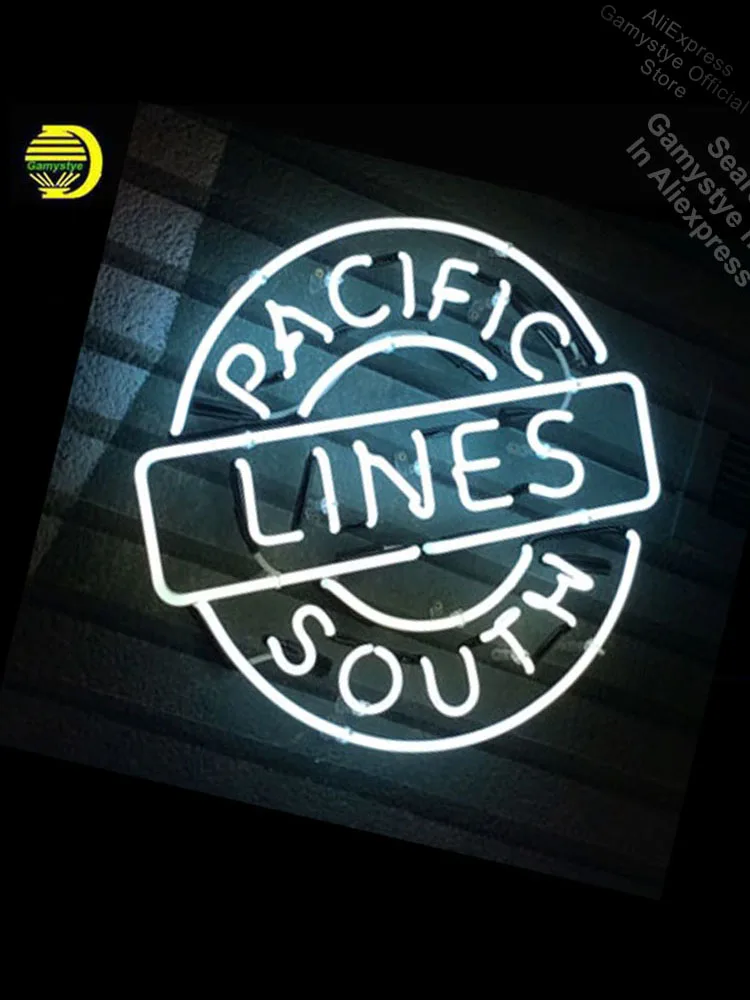 

Pacific Lines South Neon Sign REAL GLASS Tube BAR Light Sign Avize Light Advertisement Outdoor Wall Light Neon Signs For Home