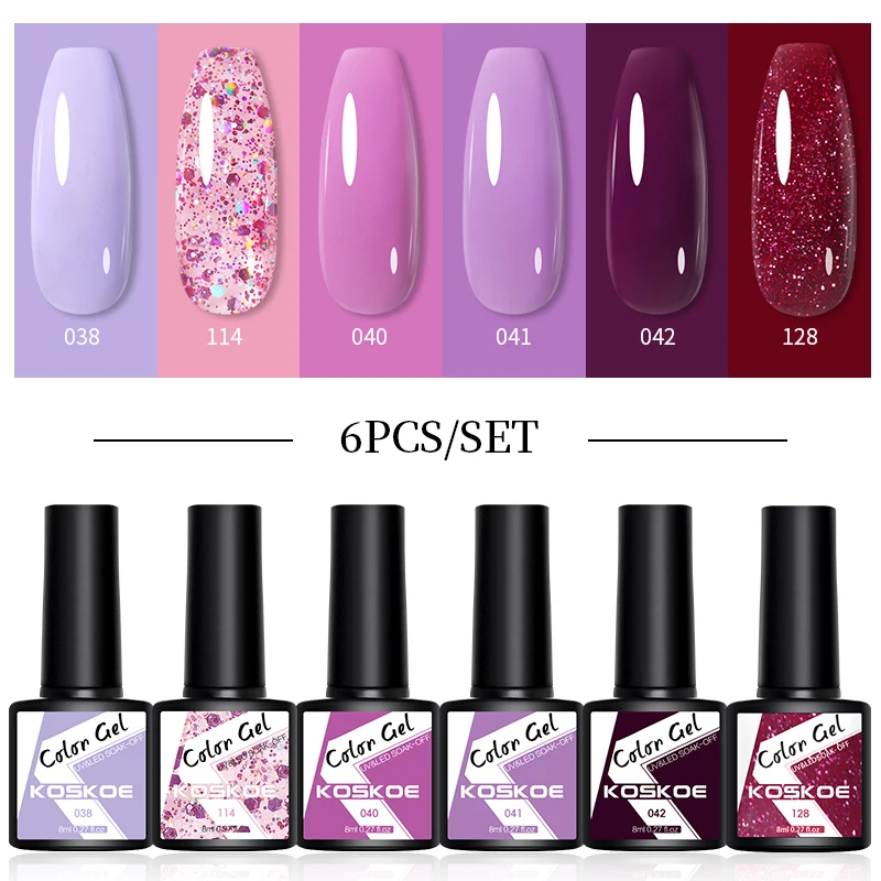 Набор гель-лаков KOSKOE для маникюра 2/6 шт. | Красота и здоровье
