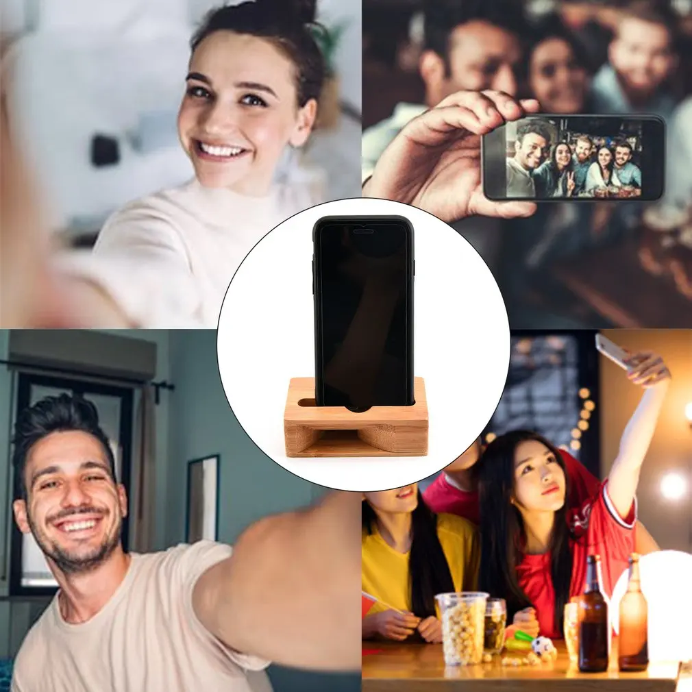 Держатель для громкоговорителя бамбуковый усилитель звука динамик iphone xiaomi Huawei