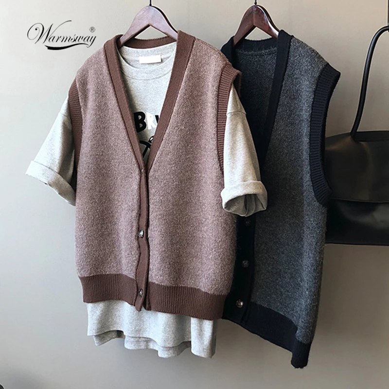 

Новинка весны 2021, женский свитер, жилет, повседневная куртка без рукавов, свободный однобортный женский вязаный жилет, C-265