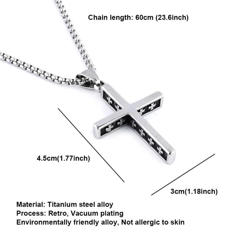 

Classic Simple And Versatile Men Women Punk Male Titanium Steel Jesus Cross Pendant Necklace Chain Jewelry Gifts