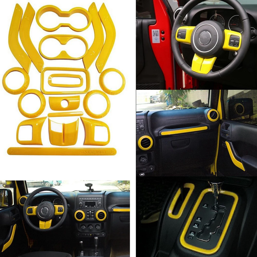 18 шт. полный комплект желтых декоративных накладок на дверную ручку для Jeep Wrangler Jk