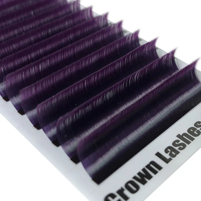 CrownLash 2tone Ombre Purple C D DD-0.07 0.10  9-15mm Dual Color Volum Lash Extensions Bright Soft Glossy