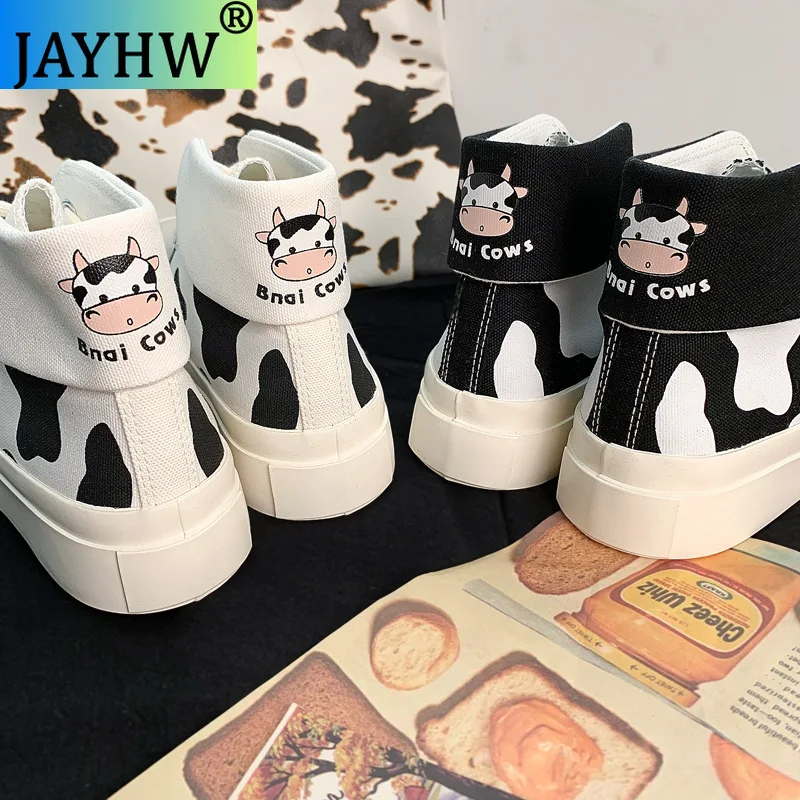 

Женские холщовые кроссовки JAYHW, высокие уличные кроссовки из воловьей кожи, повседневная обувь на массивной вулканизированной подошве, чер...