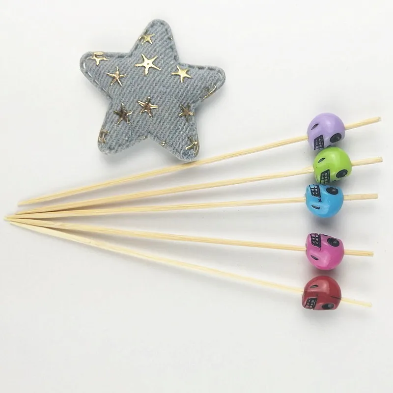 100 шт. 12 см бант бабочка бамбук Палочки буфет с зелеными листьями фрукт для кекса