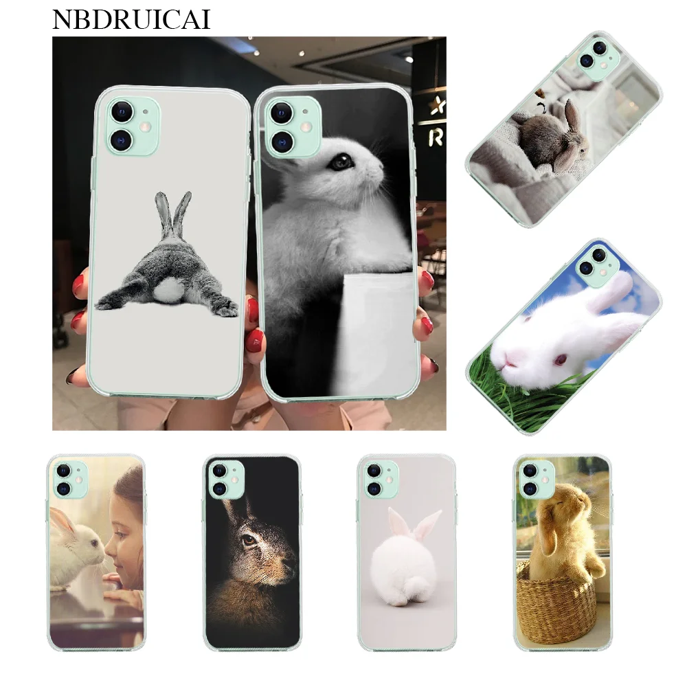 Мягкий черный чехол для телефона NBDRUICAI с милыми белыми кроликами iPhone 11 pro XS MAX 8 7 6 6S