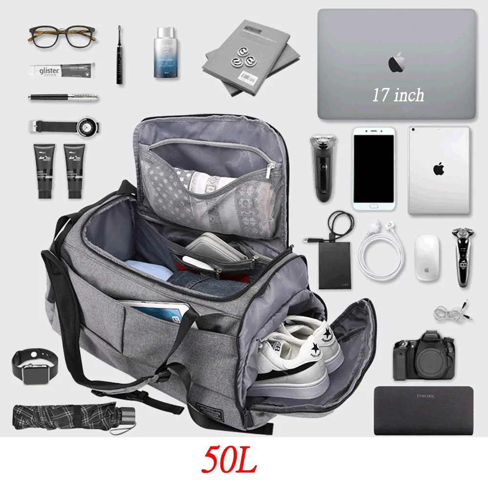 

50L Multi-function layered Gym bag for Man Women Shoes compartment Backpack Handbag Shoulder Bags Travel Backpack Fitness Bag