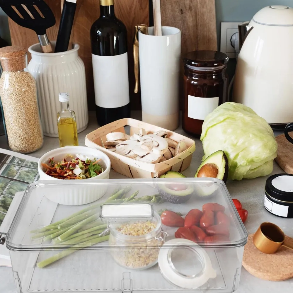 

1Pc Refrigerator Crisper Multifunctional Storage Box Stackable Fridge Food Box