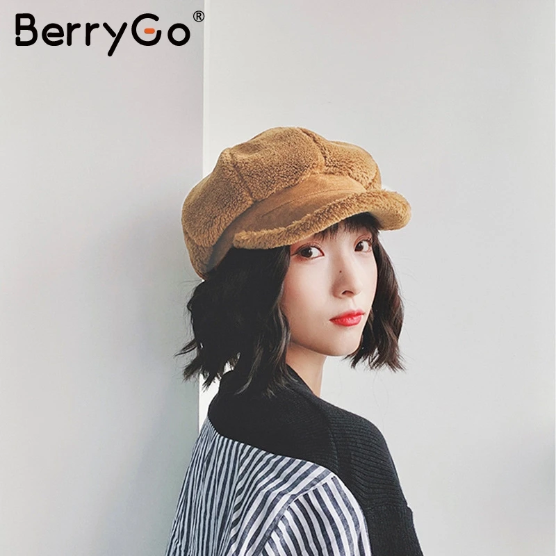 BerryGo шикарная овечья шерсть Берет Шляпа женская Повседневная Уличная однотонная