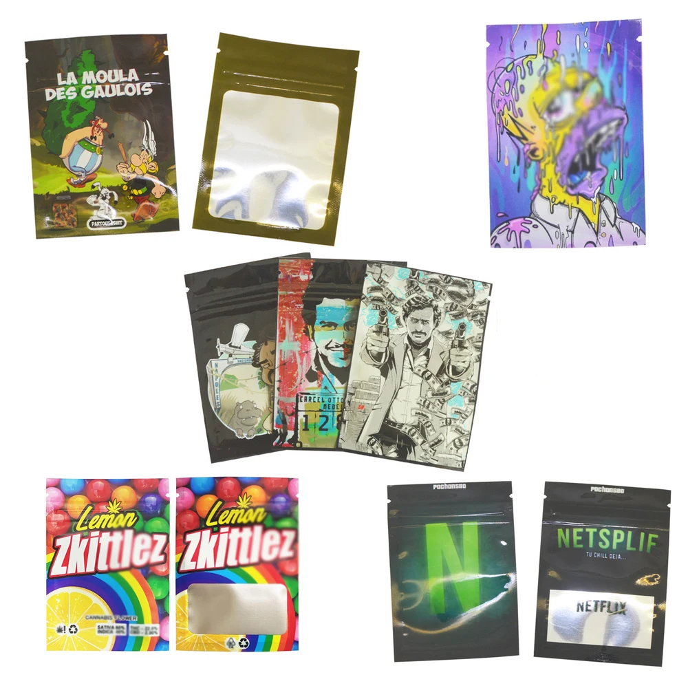

100pcs Zip Lock Pouches With Window 7*10cm Cartoon Mylar Storage Clear Windows Plastic Bags