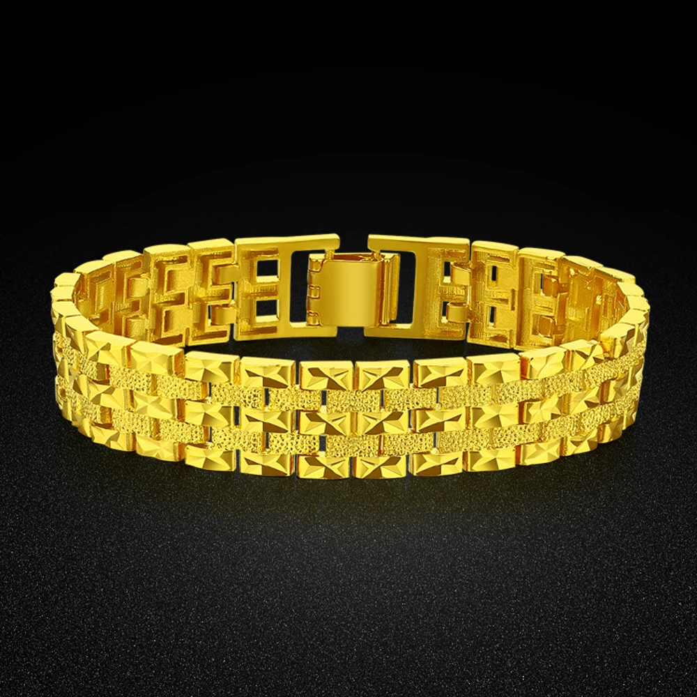

15MM Gold Men's Bracelet-Boho Style-Gold Cuban Chain-Classic Men's Jewelry-Luxury Accessories Free Shipping