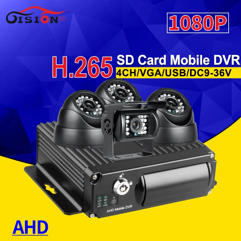 2020 Новый 1080P H.265 4CH SD карта Автомобильный видеорегистратор + внутренняя Внешняя