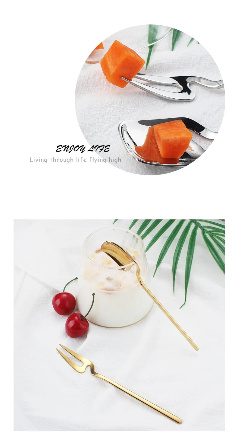 Нержавеющая сталь настенный Позолоченные Фрукты столовая ложка вилка несколько