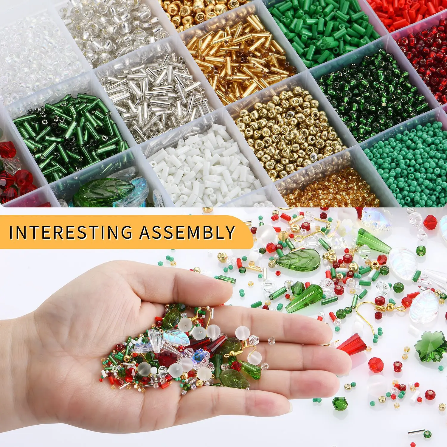 

24 grid Christmas color suit handmade jewelry material bag Earrings making material millet bead alloy elastic line