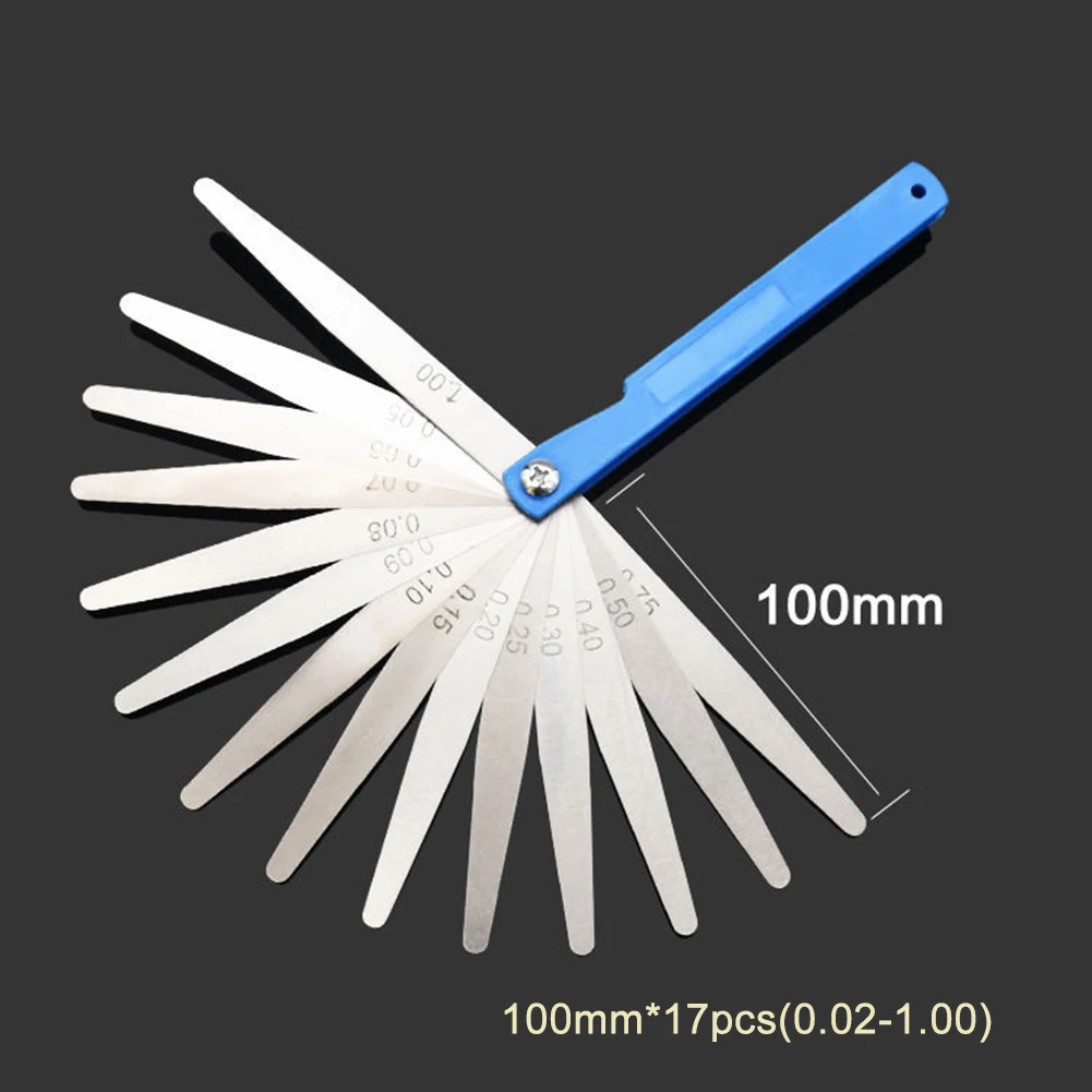 

0.02 to 1.00 Thickness Gap Metric Filler Feeler Gauge Measure Tool 17 Blade For Feeler Gauge Valve Shim Use