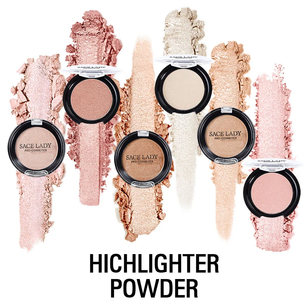 Хайлайтер пудра 6 цветов осветлитель лица макияж профессиональная блестящая
