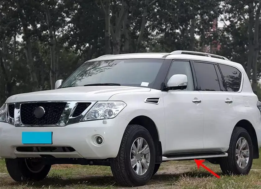 

2Pcs Fit for Nissan- Patrol Y62 2010-2020 Door Side Step Nerf Bar Running Board Protector - Black & Silver