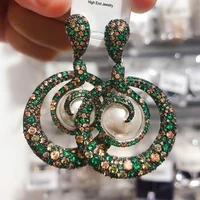 dubai african nigerian snake pearl drop earrings for noble women bridal luxury wedding jewelry high end jewelry 2021