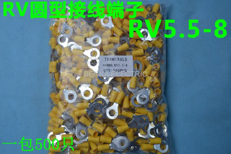 

500pcs RV5.5-8 Circular Pre-insulating Ring Terminal Crimp terminal connector for 48A 4-6mm2 wire