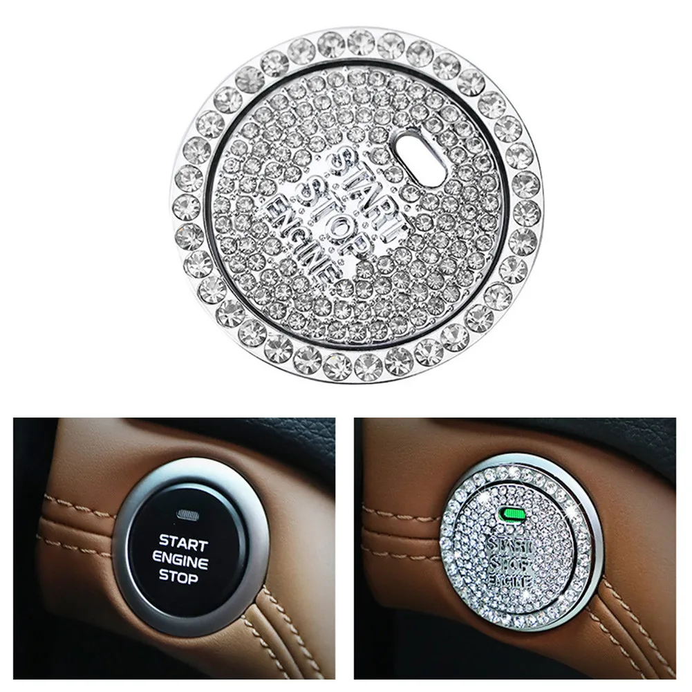 

Bling Diamond Car Engine Ignition Start Button Decor Ring Crystal Sticker Auto Start Switch Button Decorations