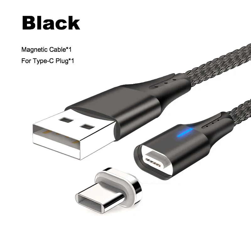 Black Type-C 5A светодиодный магнитный USB супер быстрый зарядный кабель type C Micro USB кабель для huawei P9 P10 P20 samsung Xiaomi Redmi note 8 шнур для передачи данных - Цвет: Black Type-C