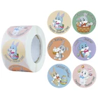 Наклейки пасхальные с кроликом, 500 шт.рулон, этикетка для упаковки подарка