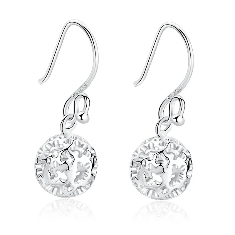 

SA SILVERAG Twin Flower Hollow S925 Sterling Silver Eardrop Female Birthday Gift Female Earrings Butterfly Sterling for Women