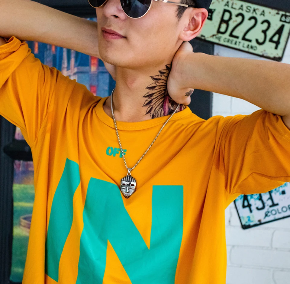 Маска мужское ожерелье хип-хоп Рок уличная культура титановая нержавеющая сталь