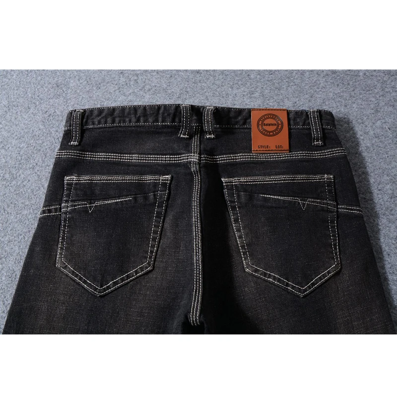 Джинсы с черным принтом мужские модные дизайнерские брендовые джинсы логотипом