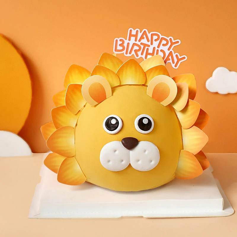 

Woodland Amimals Happy Birthday Cake Toppers Yellow Cake Decor Forest Lion LEO Constellation Happy Birthday Party Decor Kids