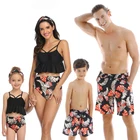 Одинаковые комплекты купальных костюмов для всей семьи, женские бикини, мужские пляжные шорты, лето 2021, высокое качество, детский купальник для девочек, купальные шорты для мальчиков