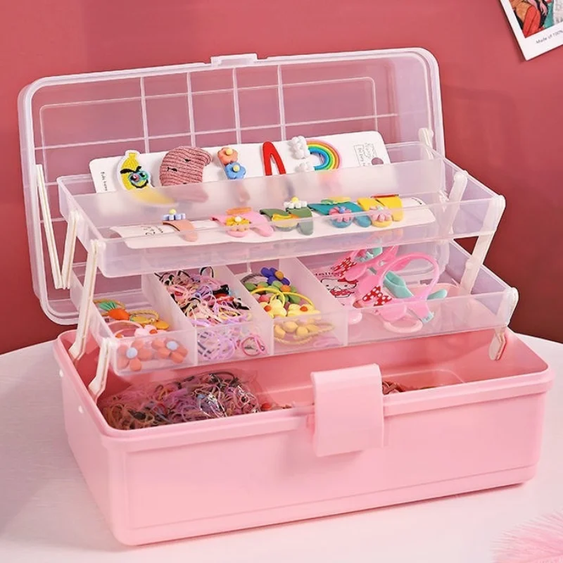 

Детские аксессуары для волос, органайзер для ювелирных изделий, Милая женская пластиковая большая коробка для хранения аксессуаров для вол...